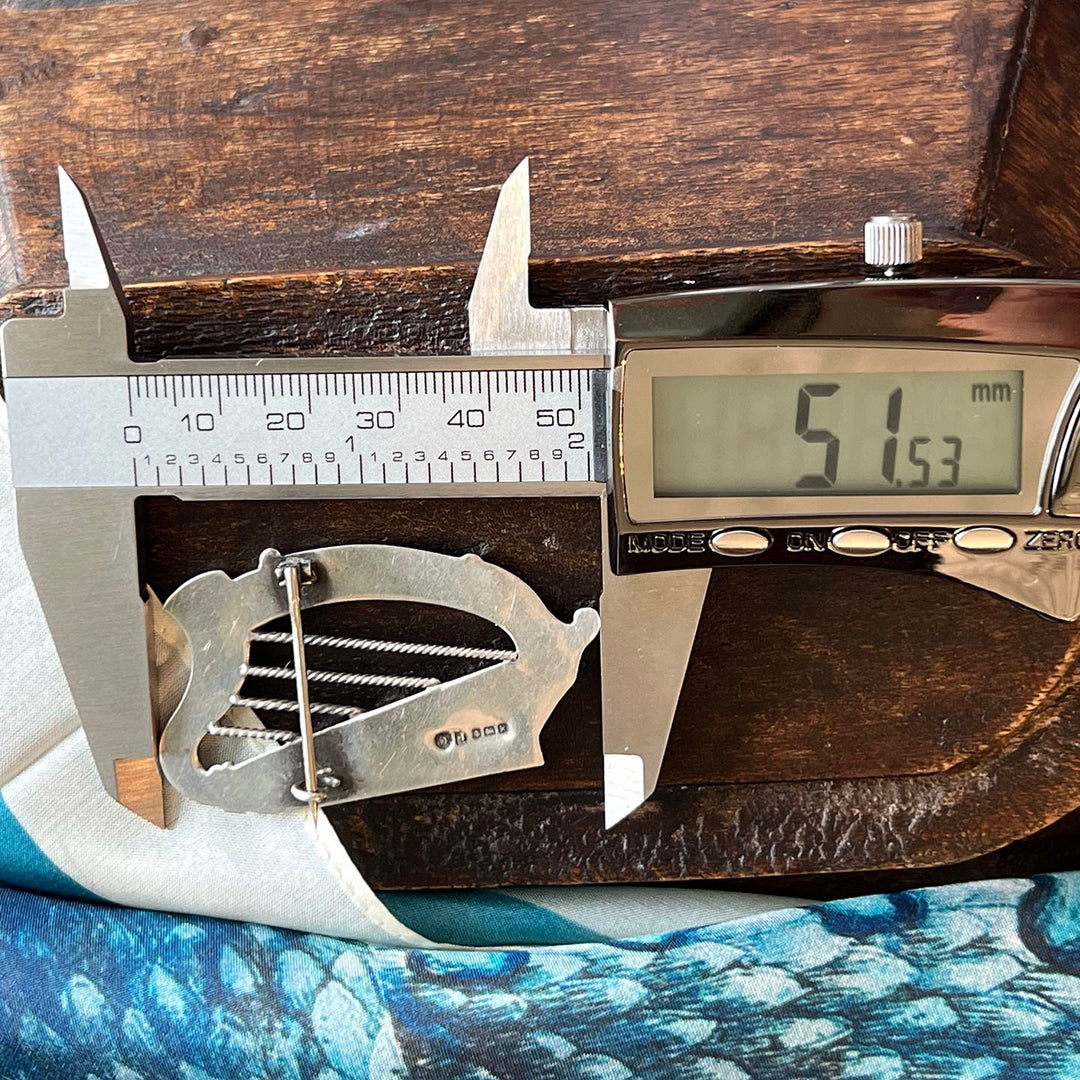 Antique Connemara Marble Harp Brooch Silver Birmingham 1909