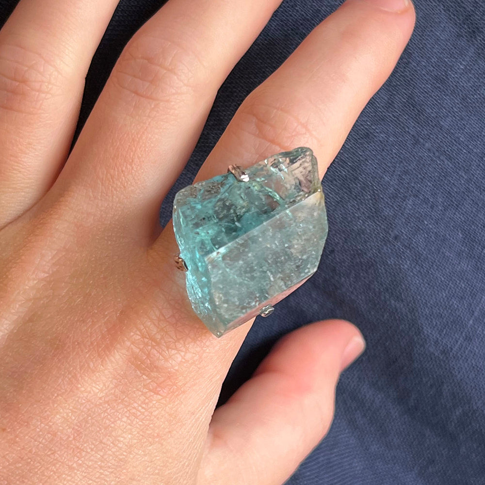 Antique Crystal Tourmaline Sterling Silver Ring c. 1920