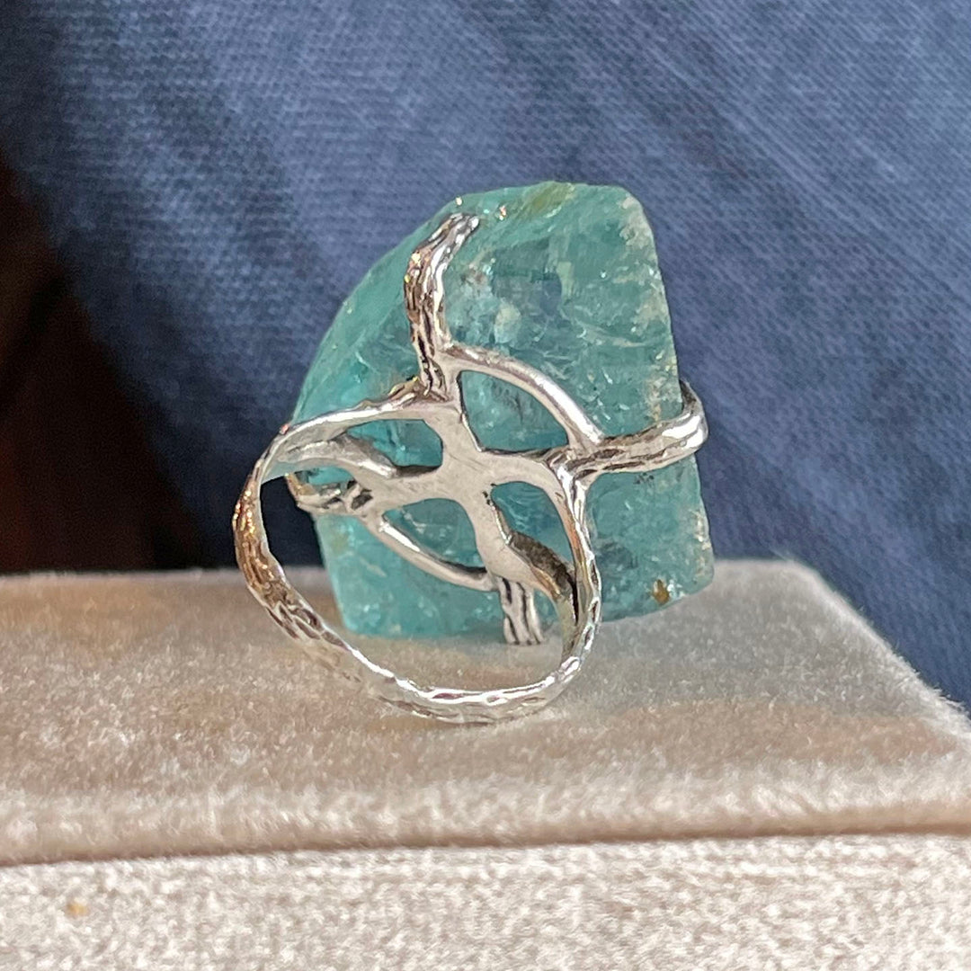 Antique Crystal Tourmaline Sterling Silver Ring c. 1920