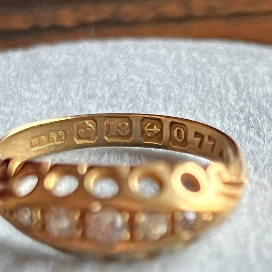 Birmingham 1913 hallmark on Edwardian 18k gold diamond ring