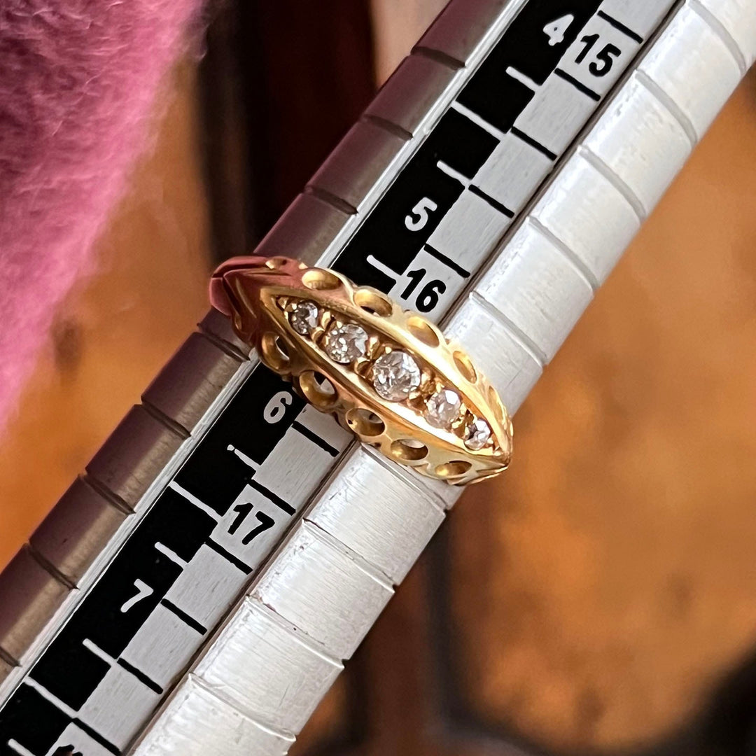 Antique five stone diamond boat ring classic Edwardian style