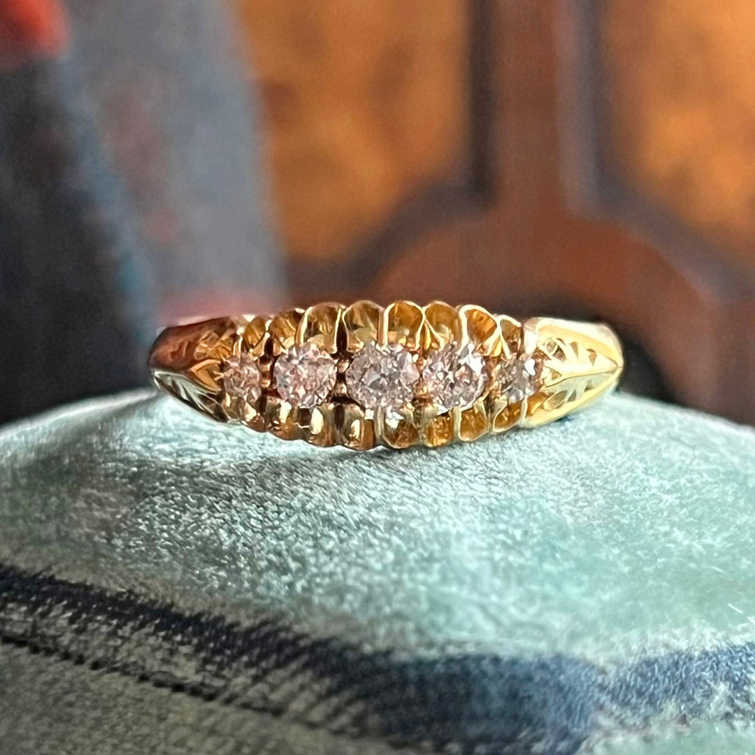 Antique Edwardian five stone diamond gold ring