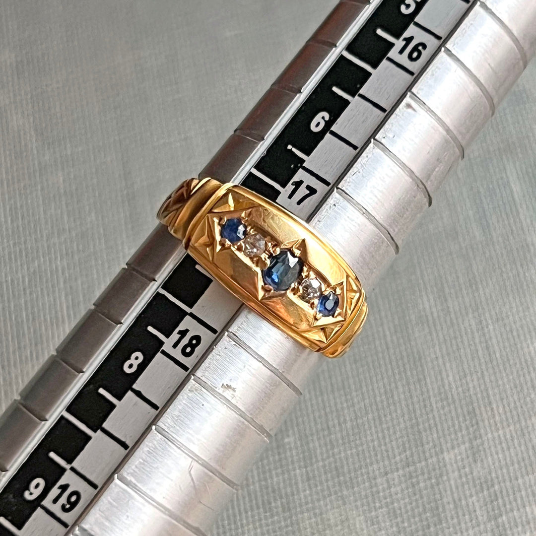 Antique sapphire diamond five stone ring classic Edwardian style