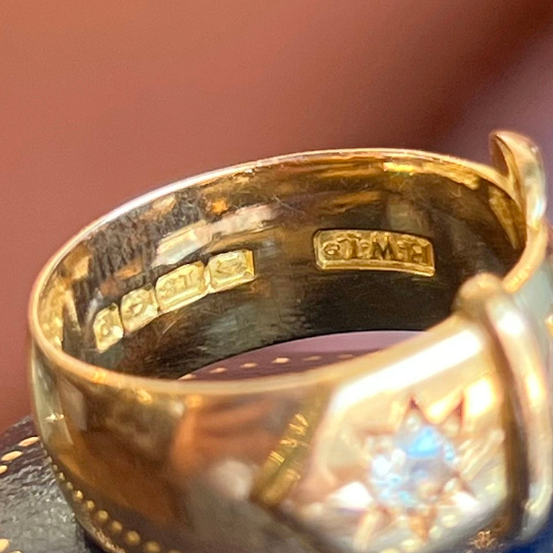 Antique Edwardian 18k Gold Diamond Buckle Ring Birmingham 1914