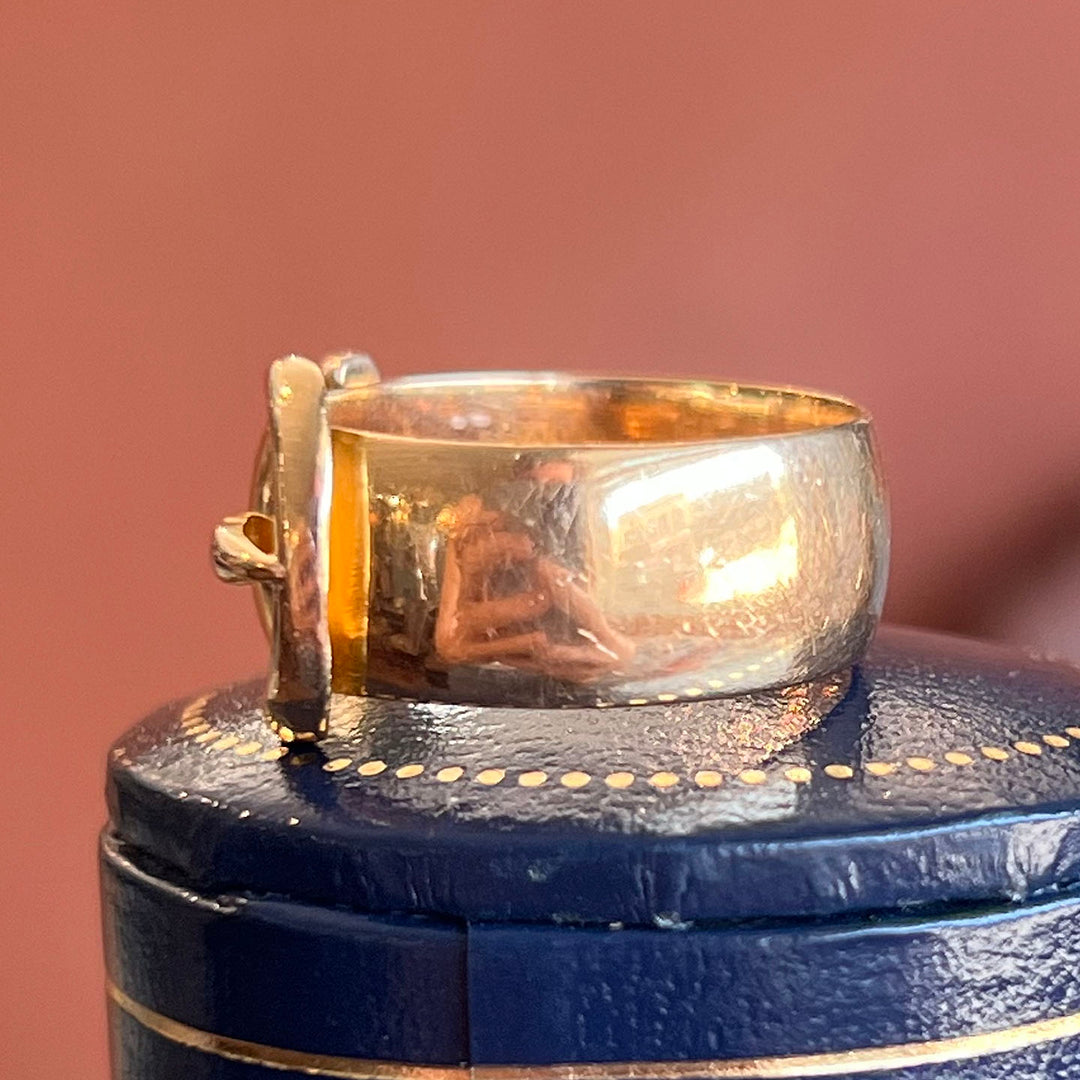 Antique Edwardian 18k Gold Diamond Buckle Ring Birmingham 1914