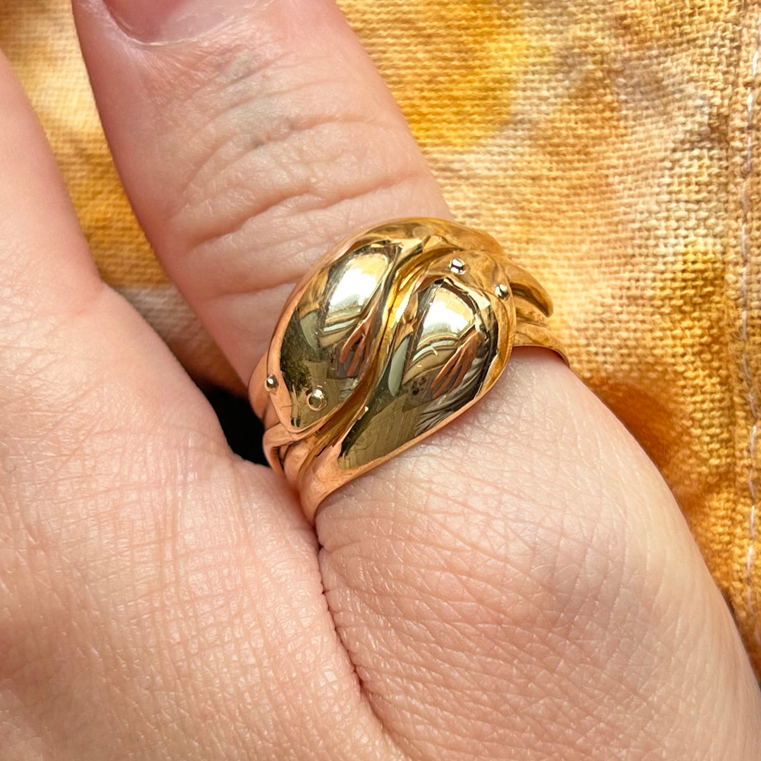 Antique Edwardian 18k Gold Double Snake Ring Birmingham 1909