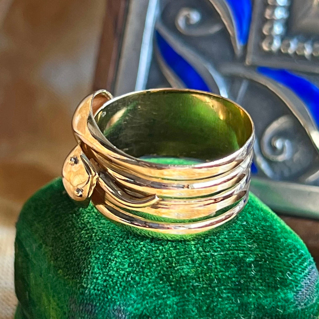 Antique Edwardian 18k Gold Double Snake Ring Birmingham 1909