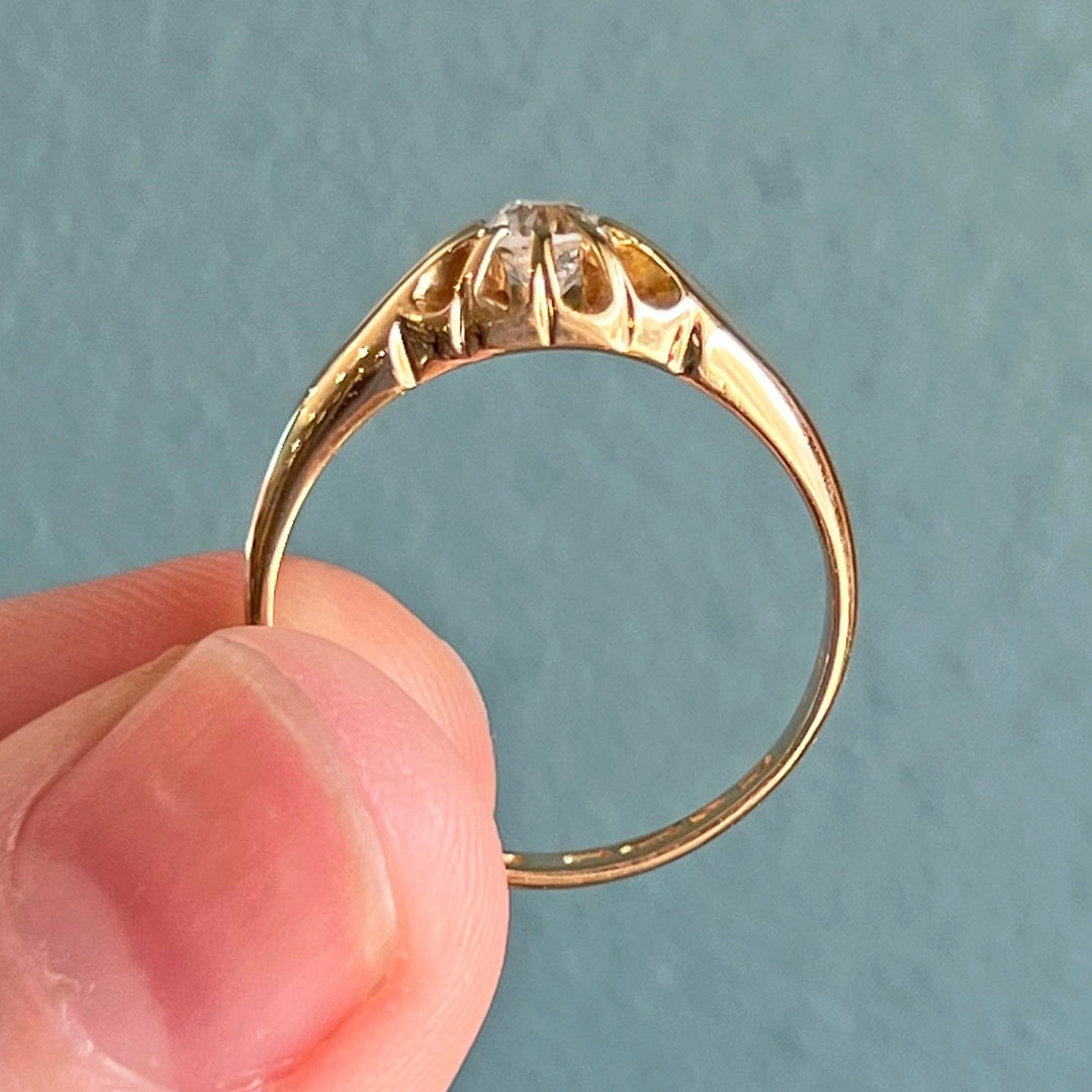 Antique Edwardian 18k Gold Ring Engagement Diamond Solitaire, Chester 1909