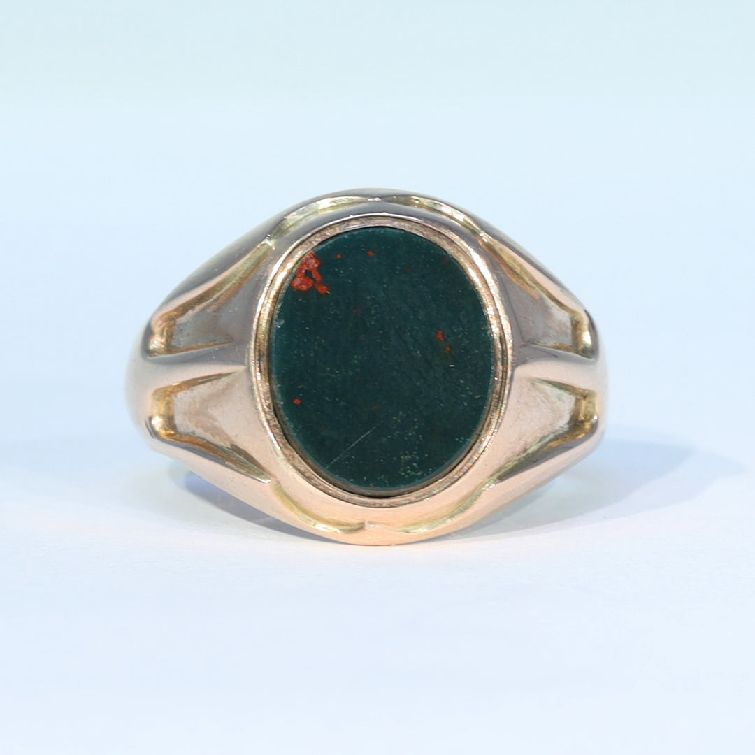 Antique English gold bloodstone ring