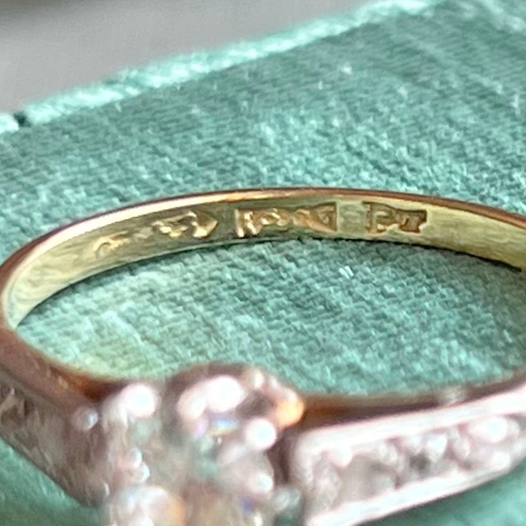 Antique Edwardian diamond engagement ring in 18K gold and platinum