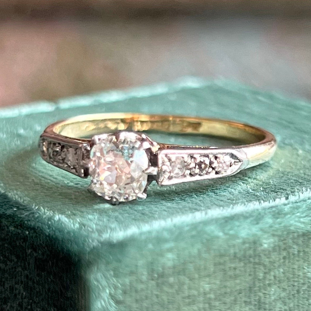 Antique Edwardian diamond engagement ring band detail