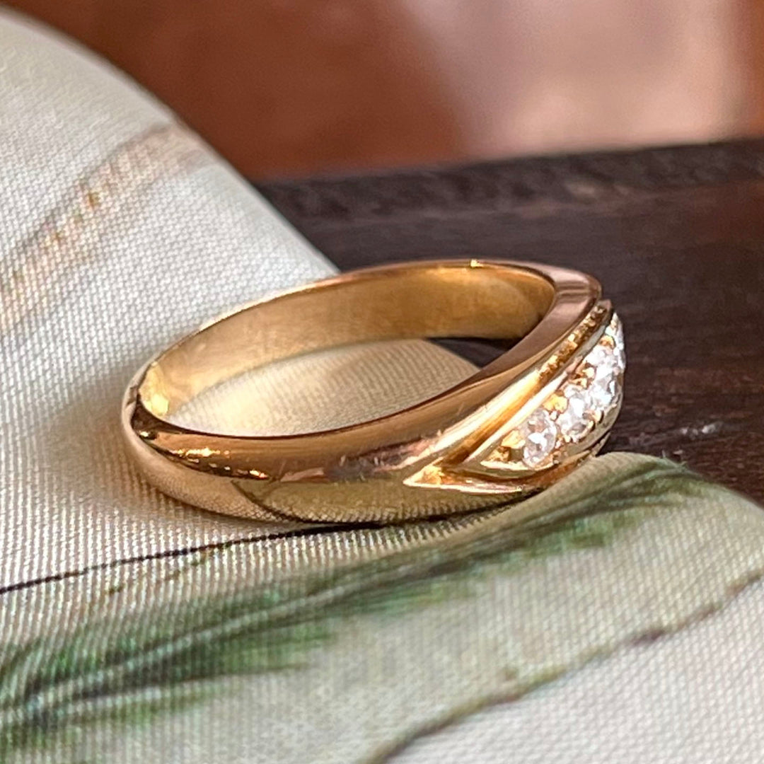 Antique Edwardian Five-Stone Ring 18k Gold Diamond, Chester 1904