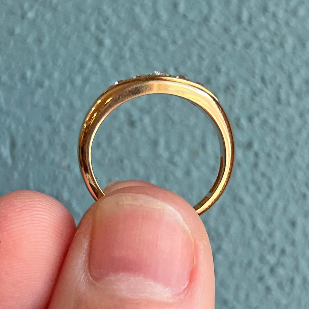 Antique Edwardian Five-Stone Ring 18k Gold Diamond, Chester 1904