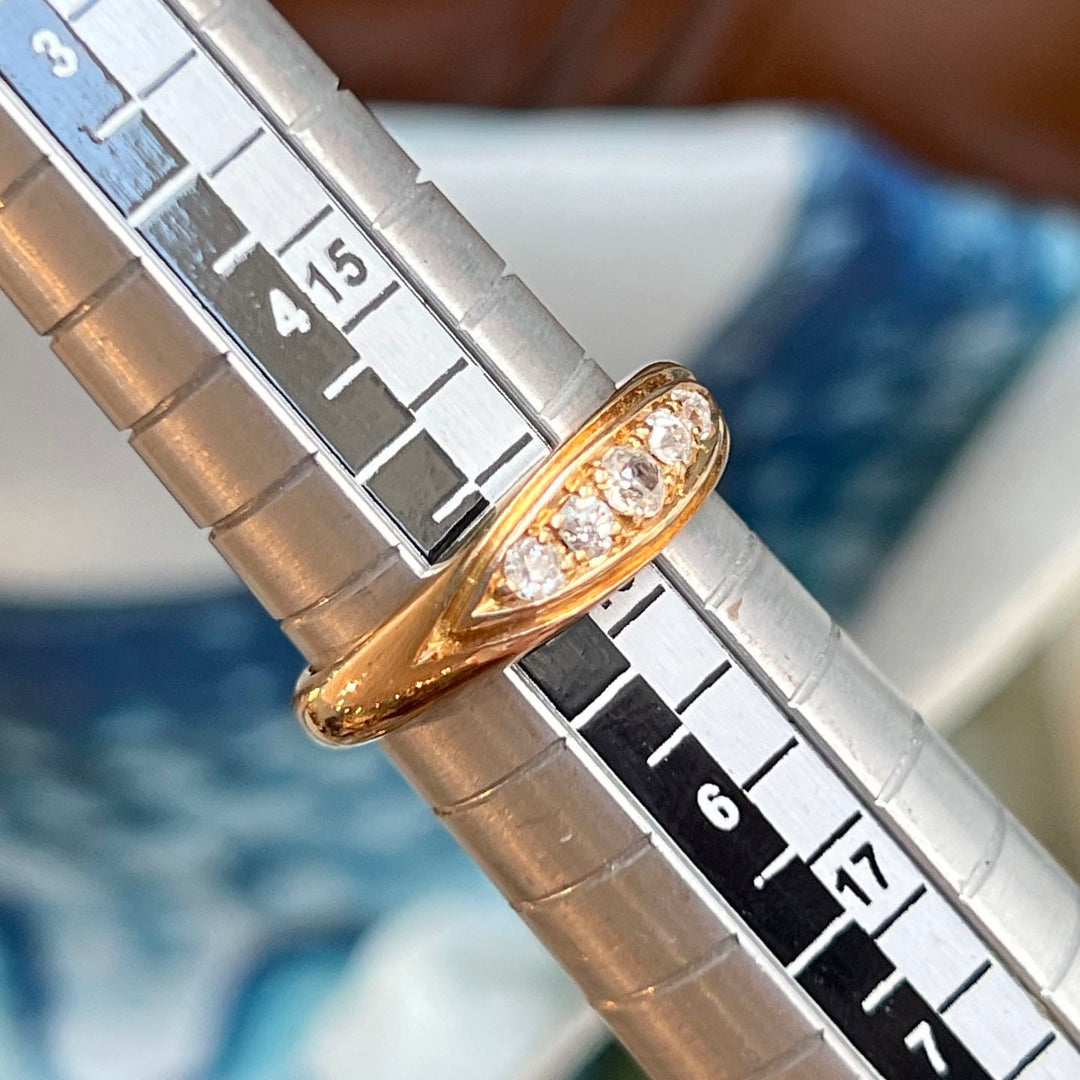 Antique Edwardian Five-Stone Ring 18k Gold Diamond, Chester 1904