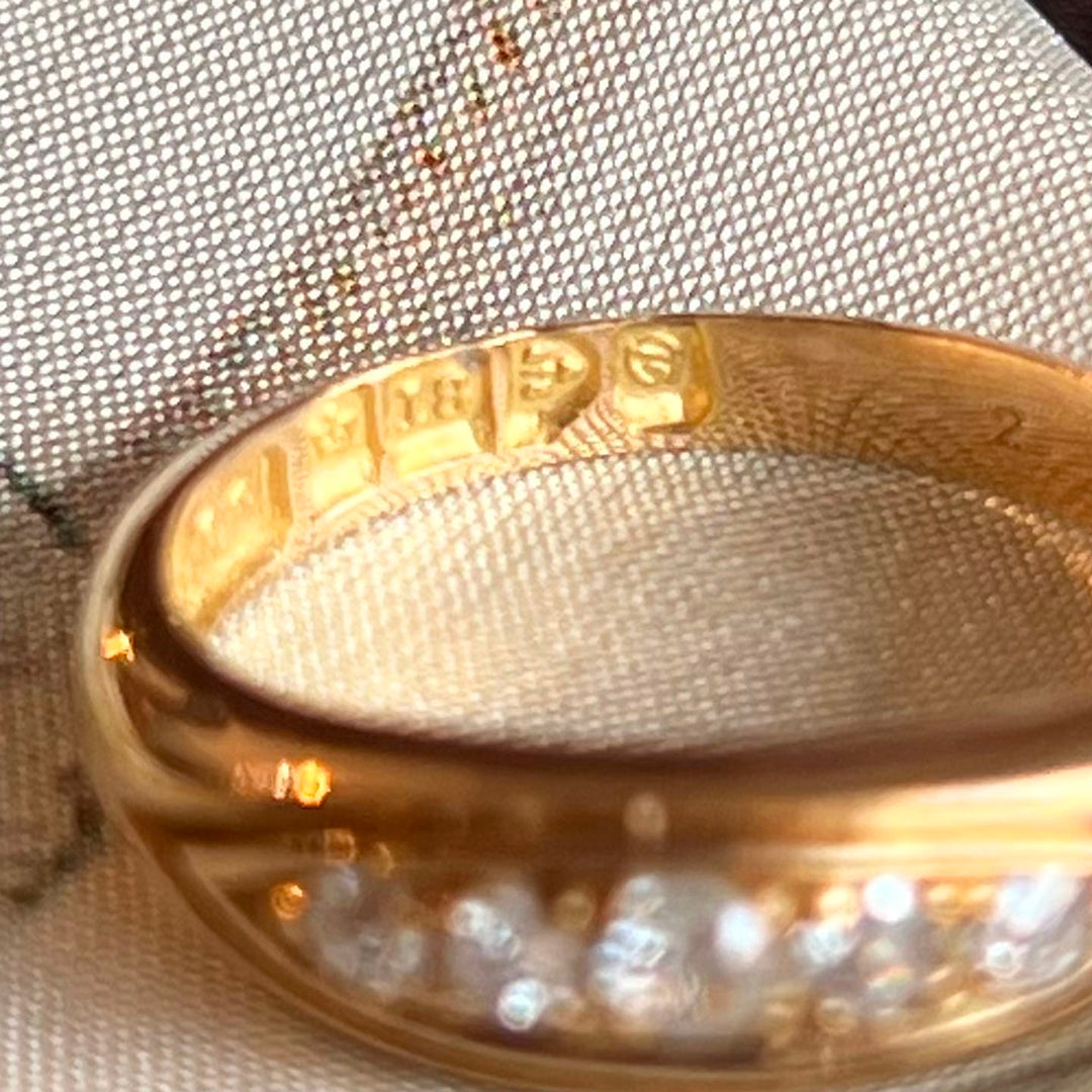 Antique Edwardian Five-Stone Ring 18k Gold Diamond, Chester 1904