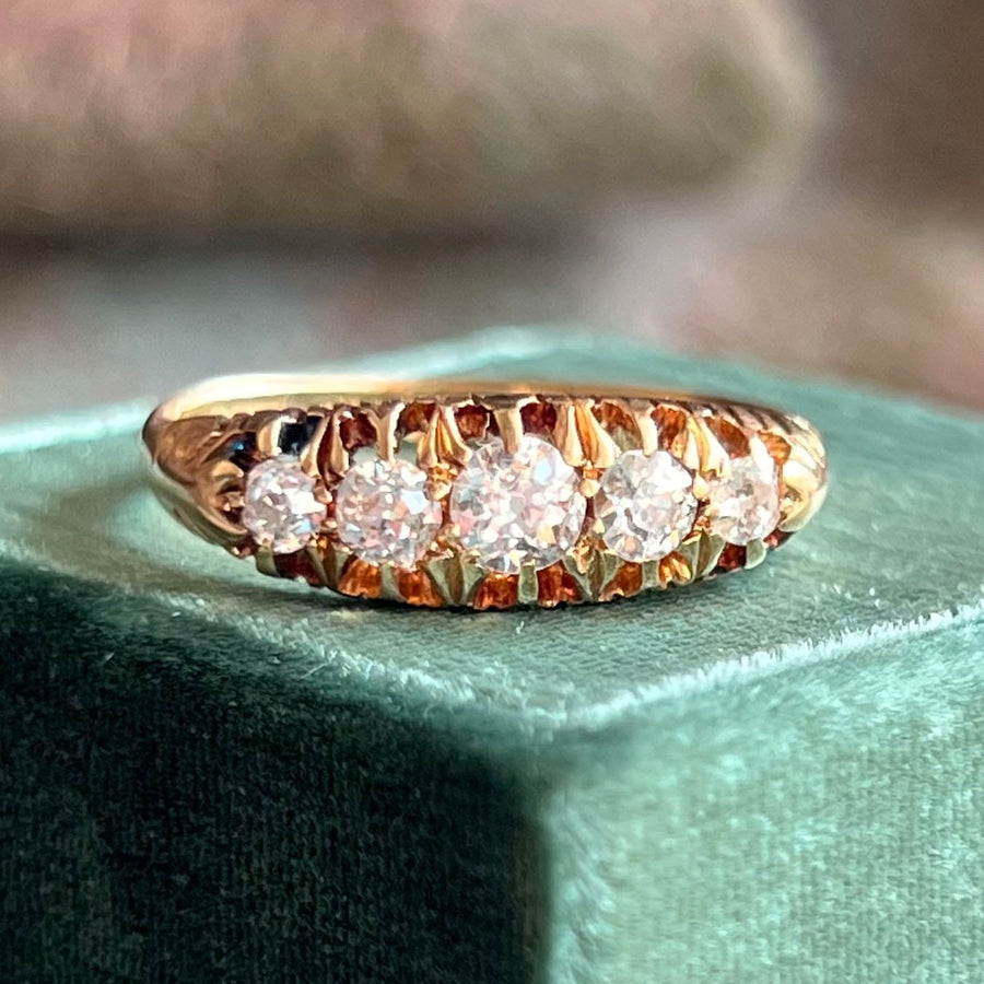 Antique Edwardian Five Stone Diamond Ring, Gold, Chester 1908