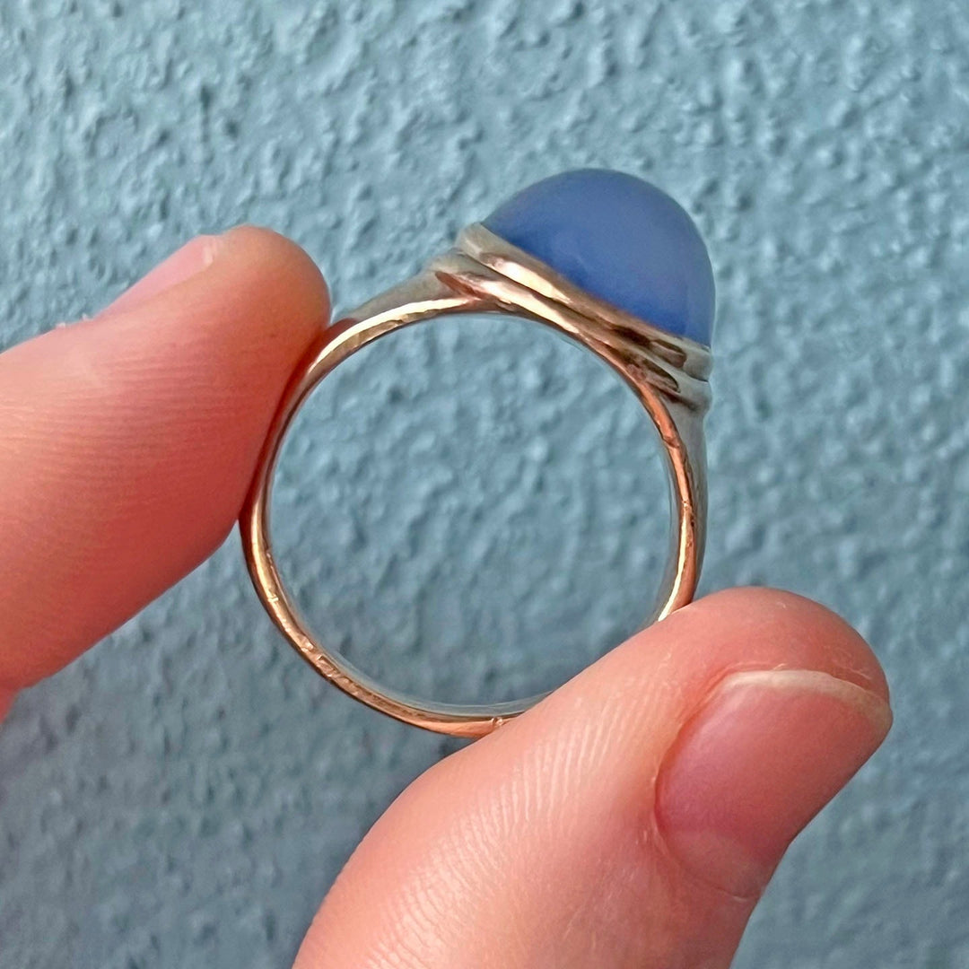 Side profile of antique chalcedony ring