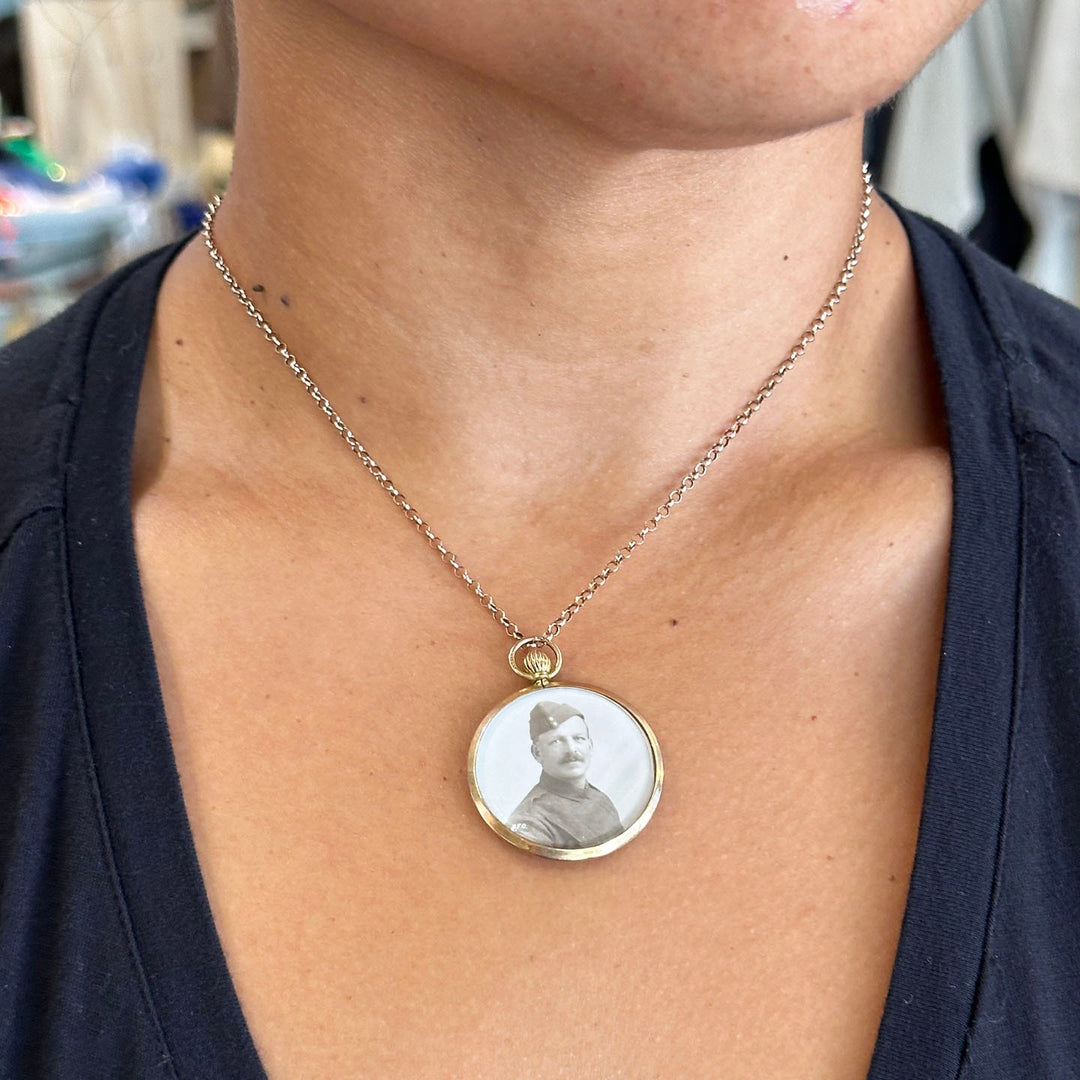 Antique double photograph locket pendant