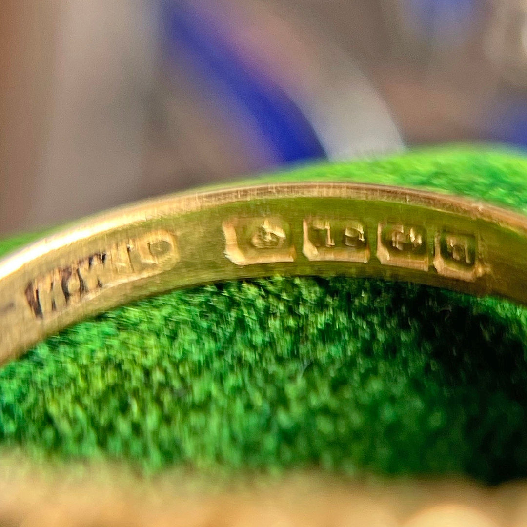 Antique Edwardian Gold Sapphire Diamond Ring, Birmingham 1912