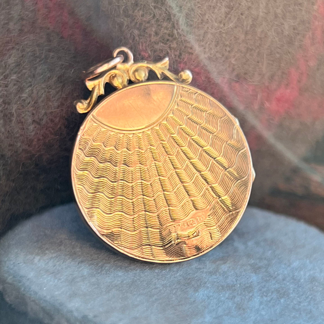 Antique Edwardian Locket Engraved Gold Birmingham 1913