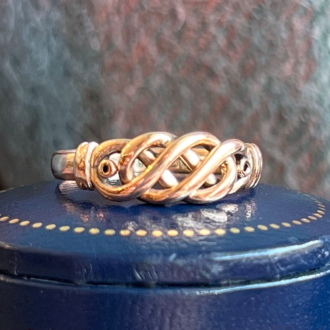 Antique Edwardian Ring 9k Gold Love Knot, Chester 1906
