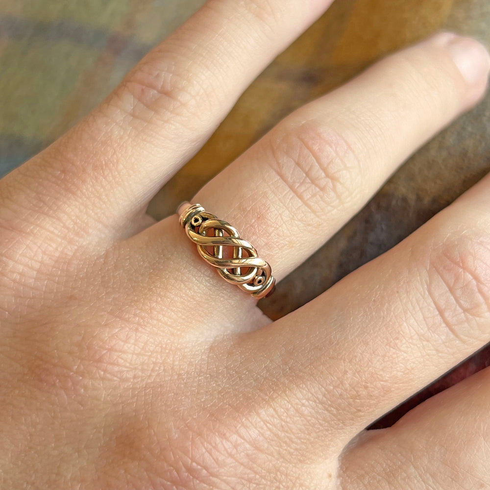 Antique Edwardian Ring 9k Gold Love Knot, Chester 1906