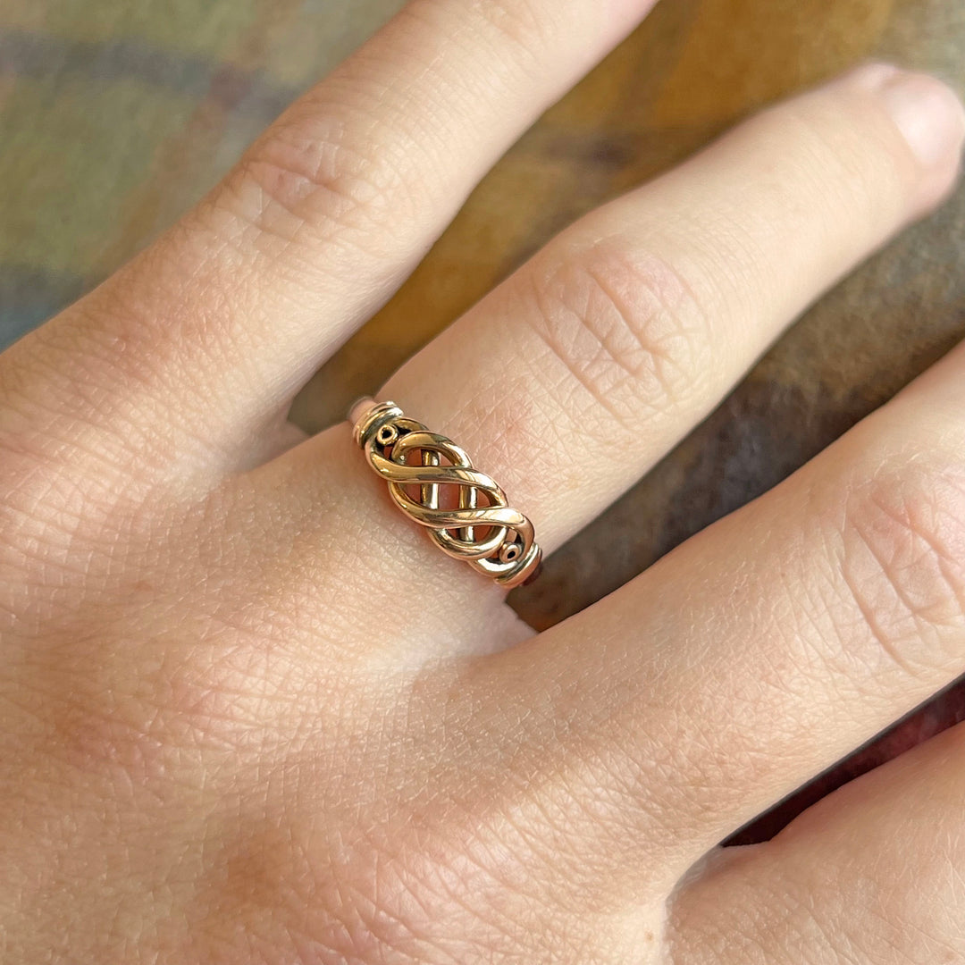 Antique Edwardian Ring 9k Gold Love Knot, Chester 1906