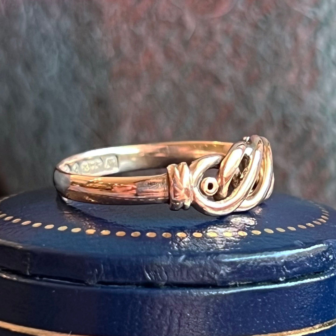 Antique Edwardian Ring 9k Gold Love Knot, Chester 1906