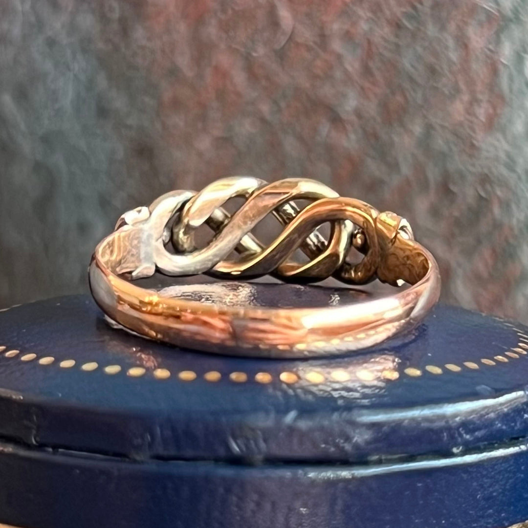 Antique Edwardian Ring 9k Gold Love Knot, Chester 1906