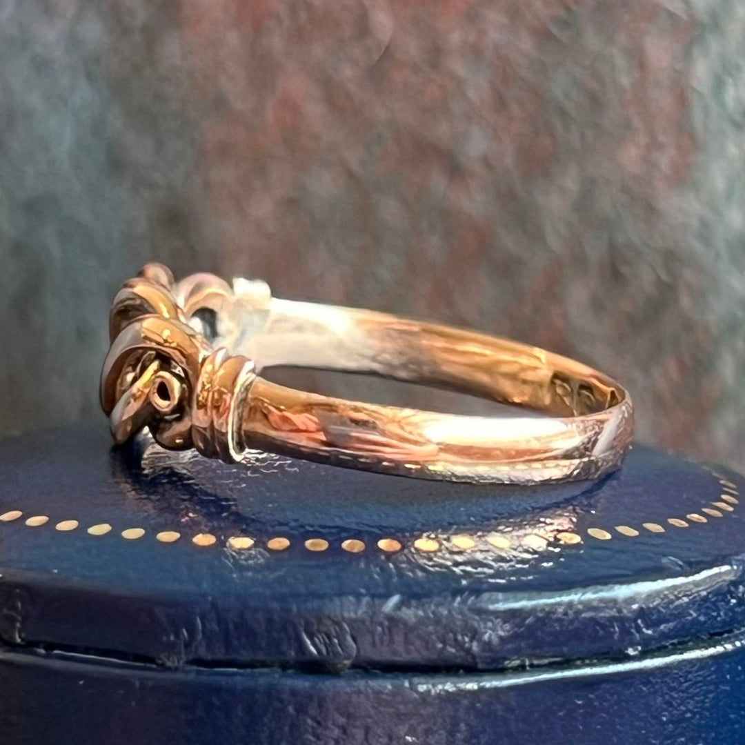 Antique Edwardian Ring 9k Gold Love Knot, Chester 1906
