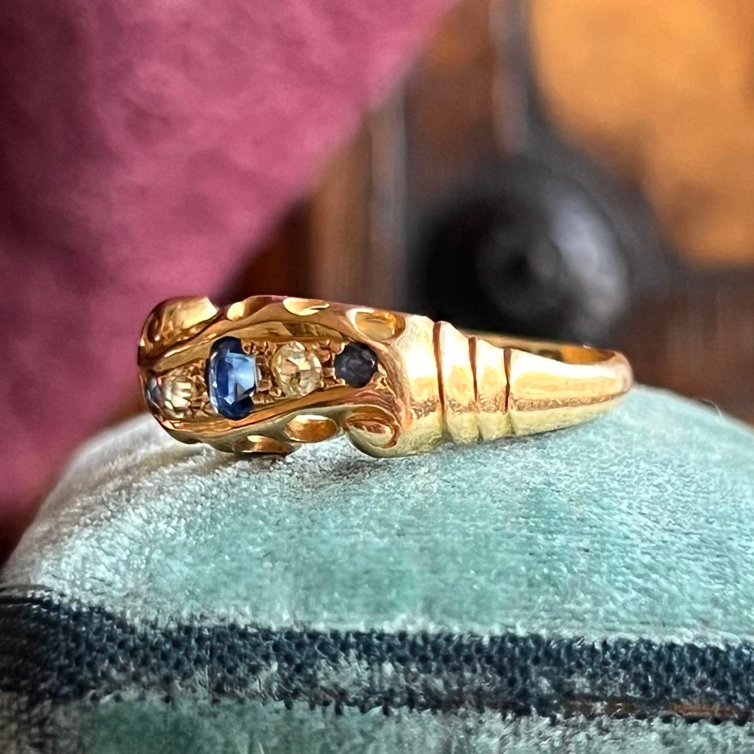 Detailed view of antique gemstone setting