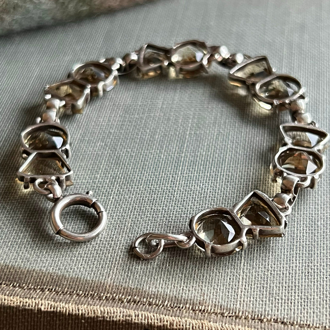 Antique Edwardian Scottish Thistle Bracelet Silver Citrine, c.1910