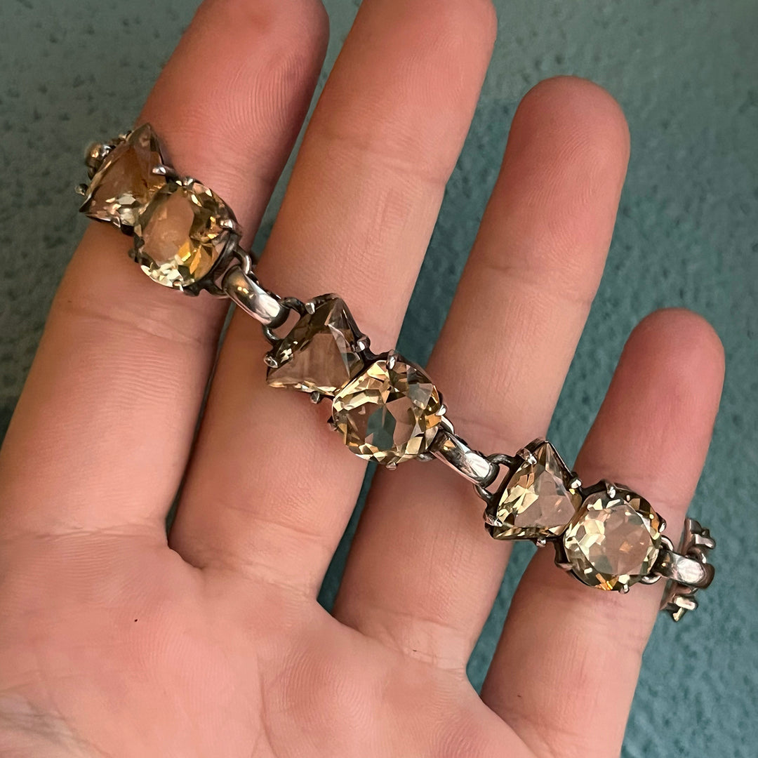 Antique Edwardian Scottish Thistle Bracelet Silver Citrine, c.1910