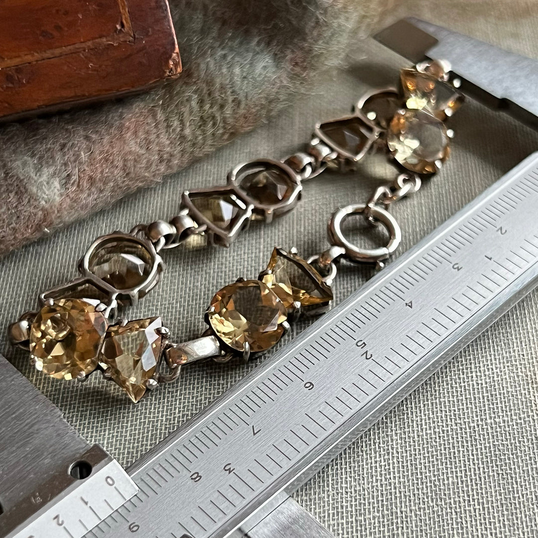 Antique Edwardian Scottish Thistle Bracelet Silver Citrine, c.1910