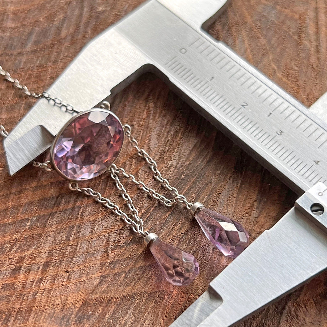 Antique Edwardian Silver Amethyst Necklace c. 1910