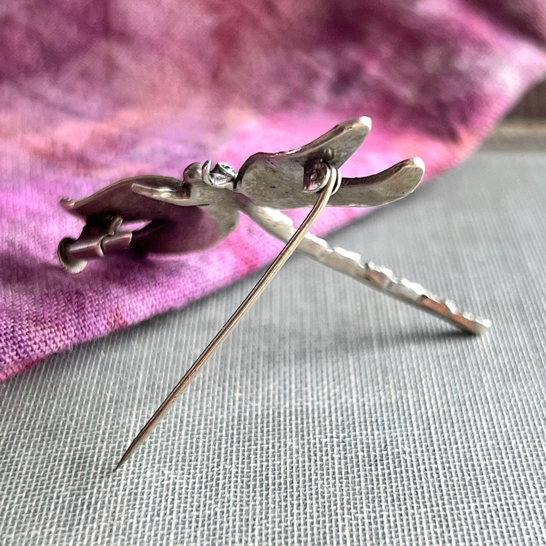 Antique Edwardian Silver Marcasite Dragonfly Brooch