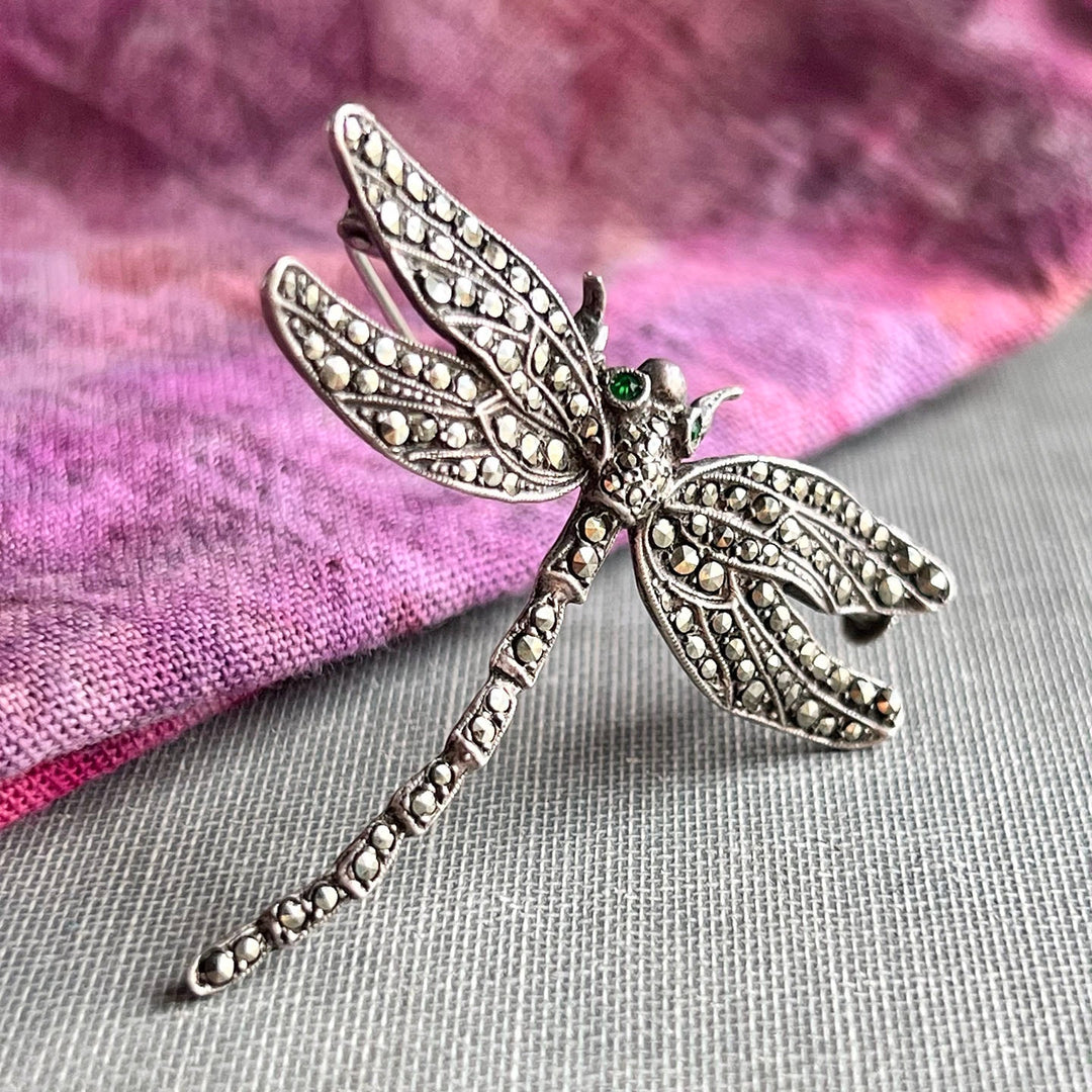 Edwardian dragonfly brooch set with marcasite