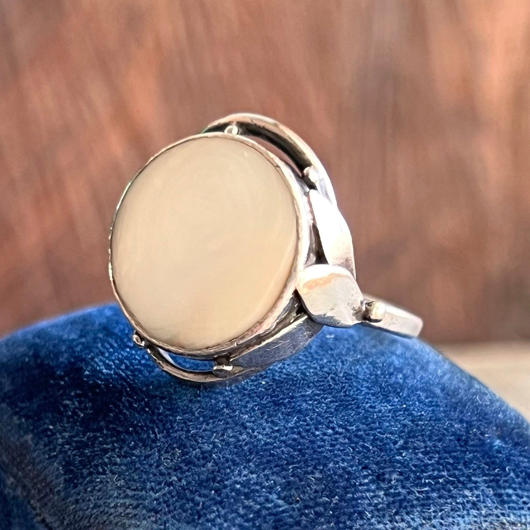 Side profile of mother of pearl ring