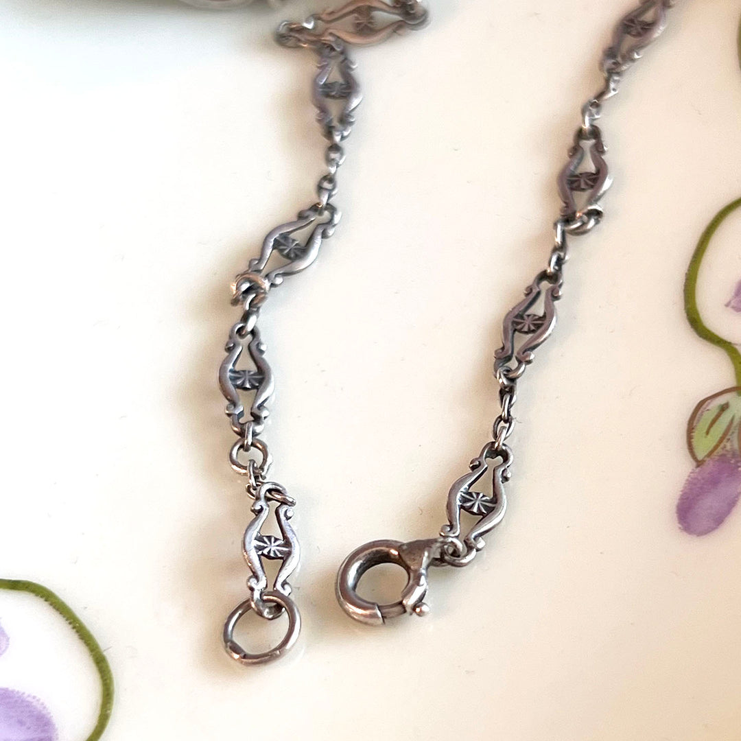 Antique Edwardian Silver Opal Pearl Necklace Silver c. 1910