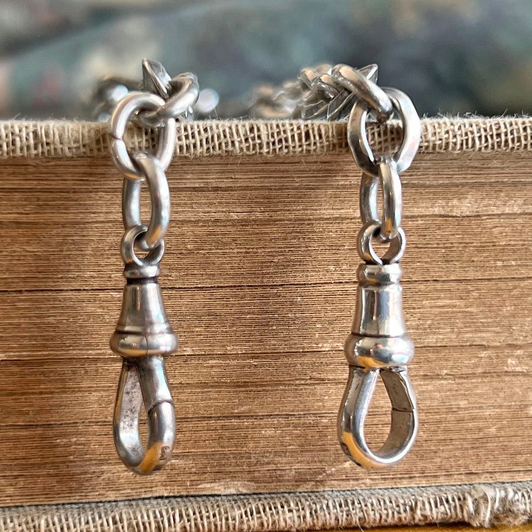 Antique Edwardian Silver Watch Chain with T-Bar, c. 1910