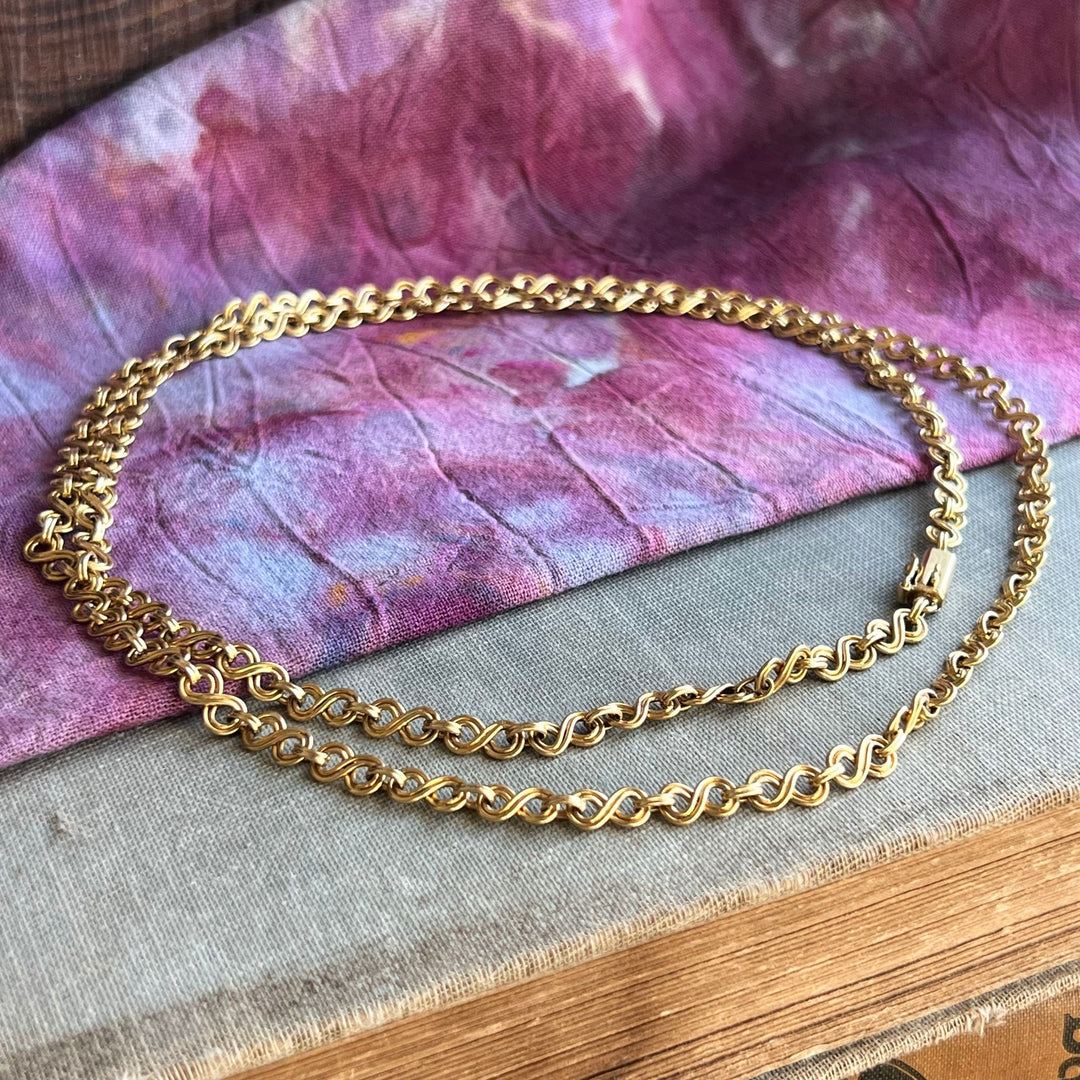 Antique French 18 karat gold long chain necklace Art Deco c.1920