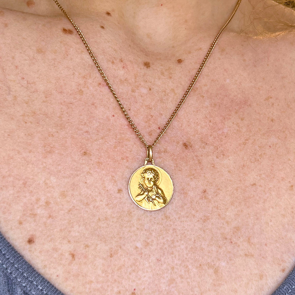 Antique French 18 Karat Gold Pendant St. John the Baptist c. 1900