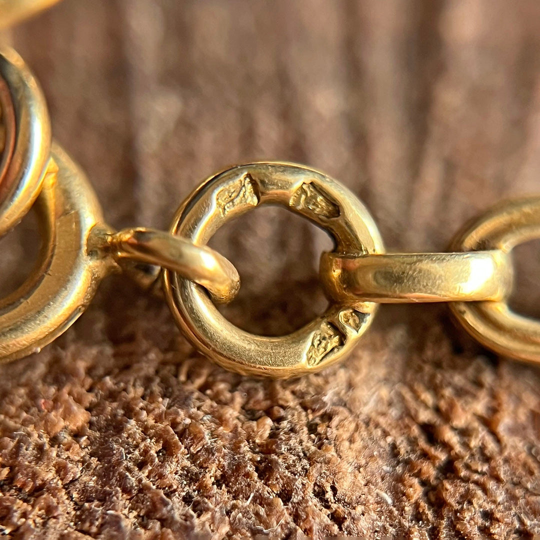Antique French Gold Long Link Chain, France c. 1890