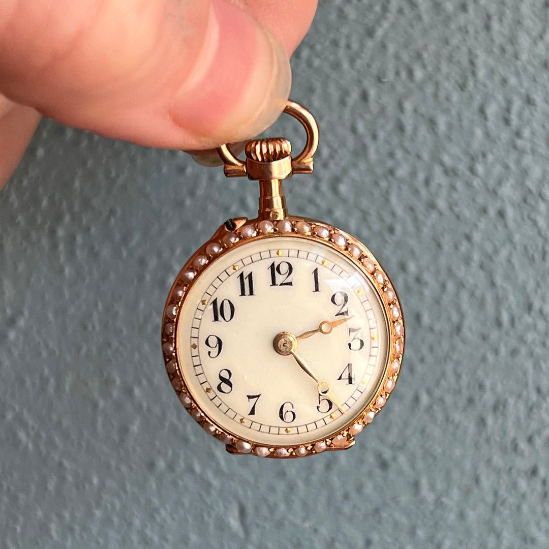 Antique French Gold Pearl & Diamond Lady’s Watch c. 1890