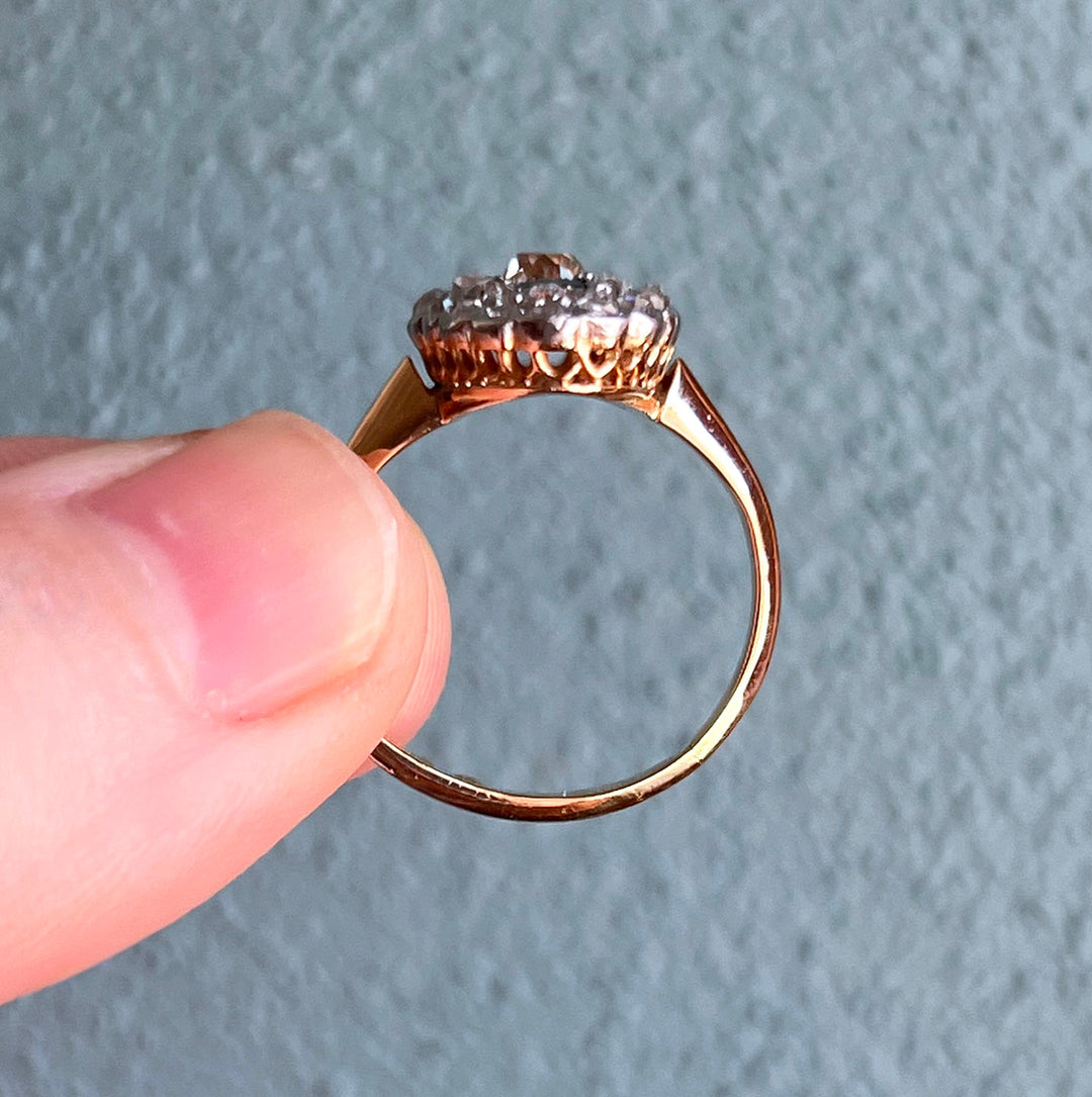 Antique French Sapphire & Diamond Ring 18k Gold Platinum c.1890