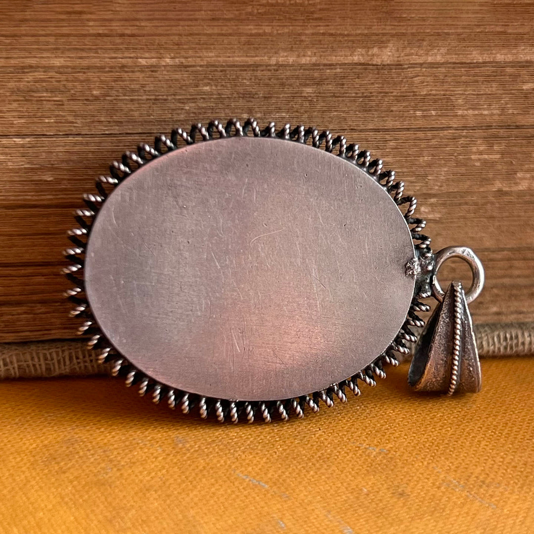 Antique French Silver & Enamel Oval Locket c.1870