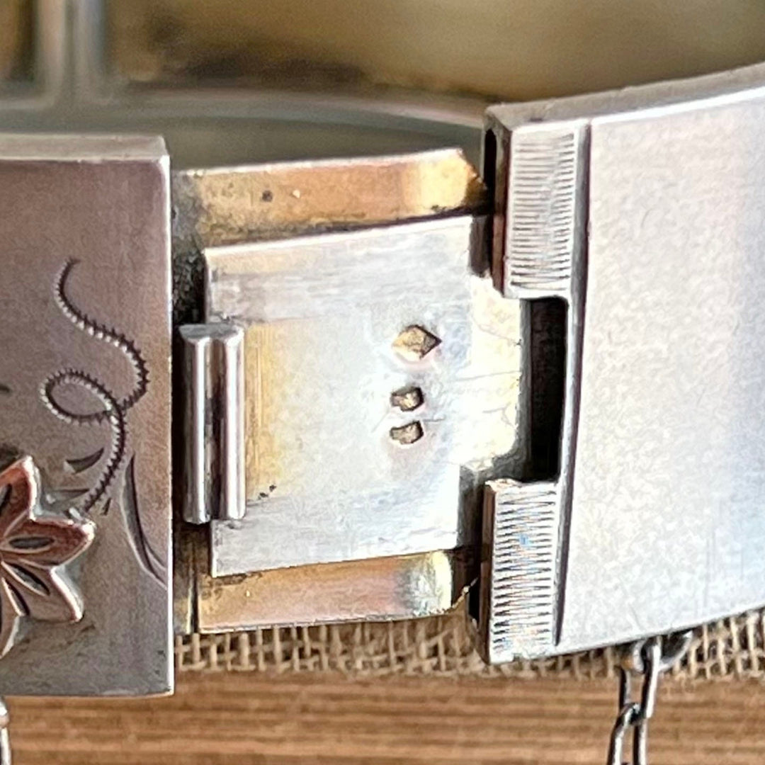 Antique French Silver Floral Vine Bangle Bracelet, c.1880