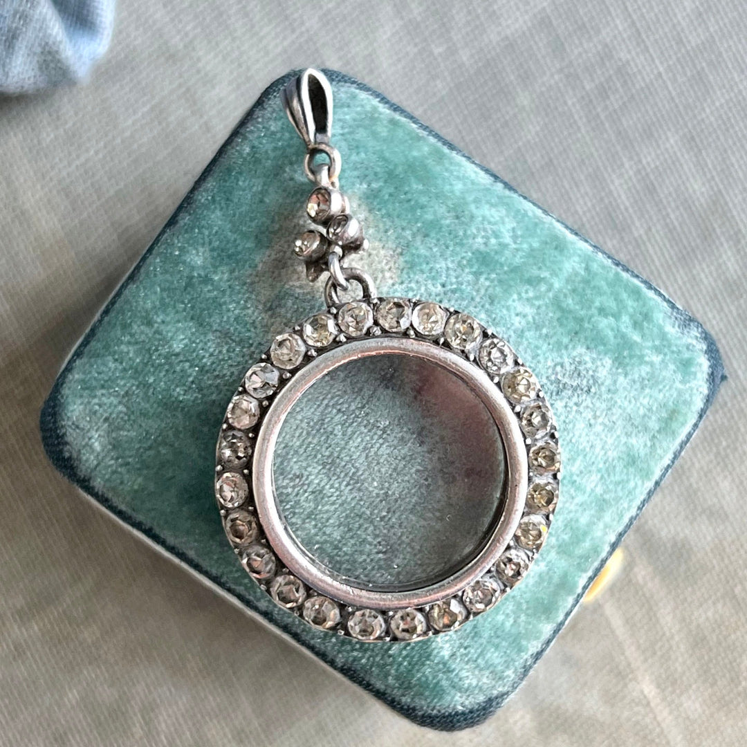 Antique French silver paste frame locket