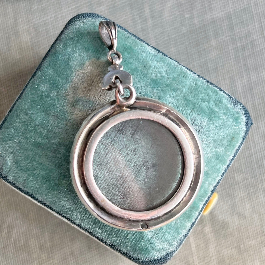 Victorian silver locket with paste stones