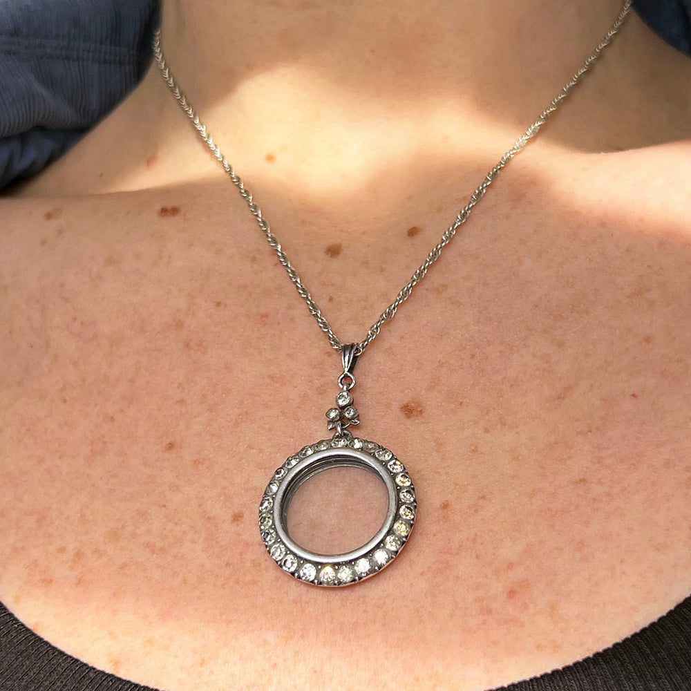 French silver keepsake locket elegant design